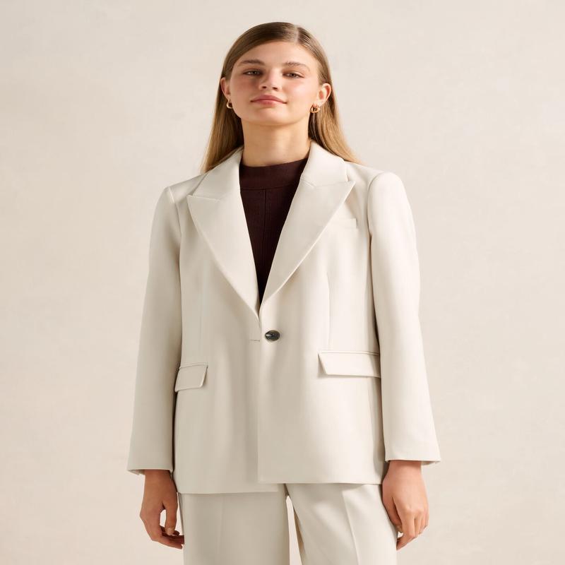 Oaklyn Single Breasted Blazer - Oat Milk Suit