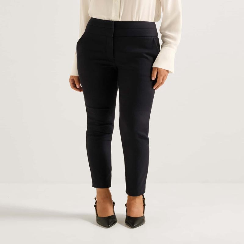 Georgia High Waist Full Length Pants - Navy