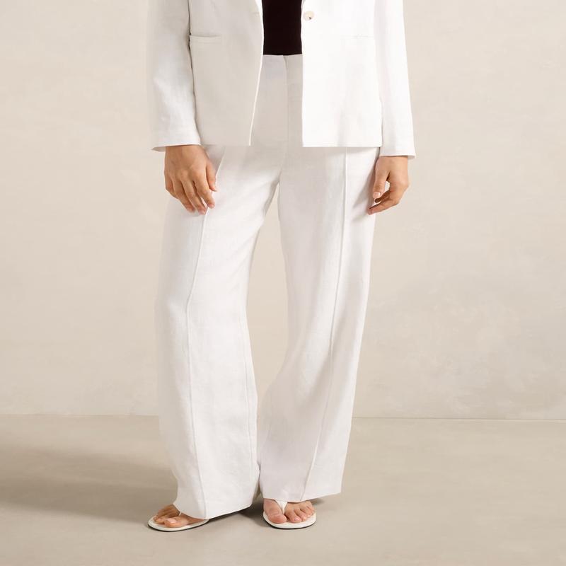 Posey Linen Wide Leg Pant - Porcelain
