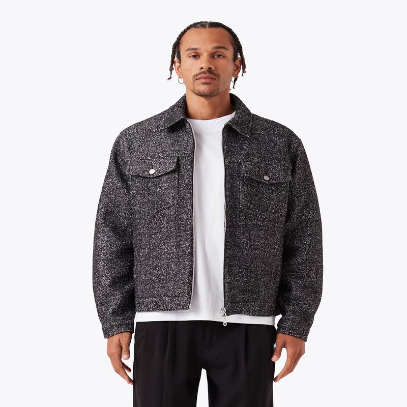 Cropped Harrington Jacket Black Speck