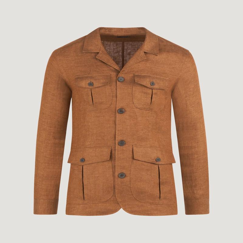 Safari jacket linnen roestbruin