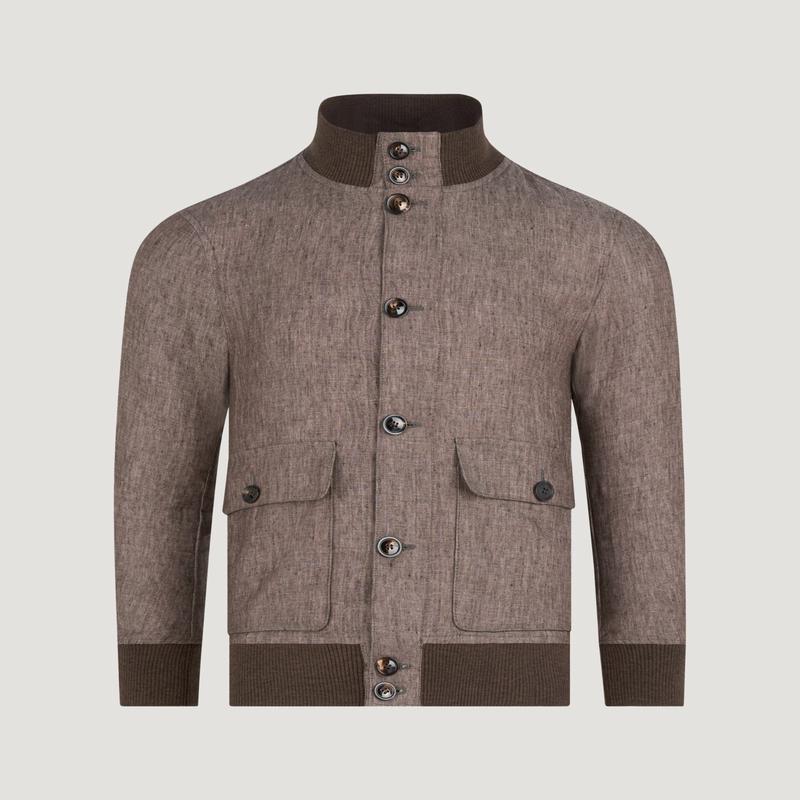 Bomber jacket linnen donkerbruin