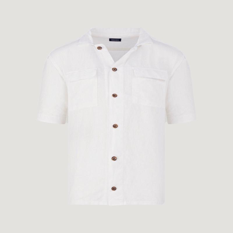 Resort shirt gewassen linnen off-white