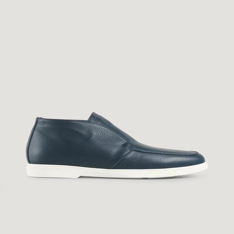 Halfhoge instapper leer/shearling groen