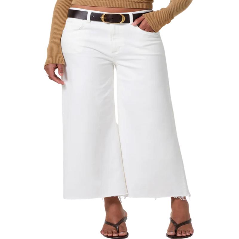 Lyra Wide Leg Crop Jeans in Soft White