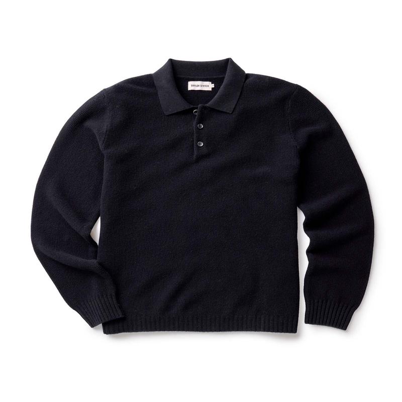 The Newton Sweater Polo in Midnight Merino