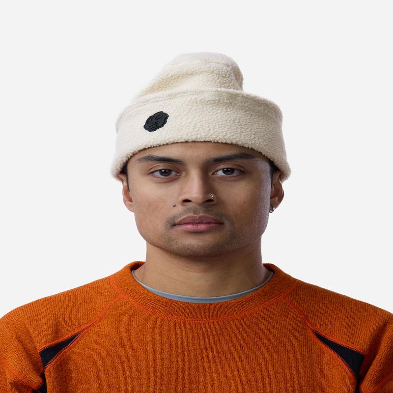 Fleece Patchwork Beanie ~ Ecru