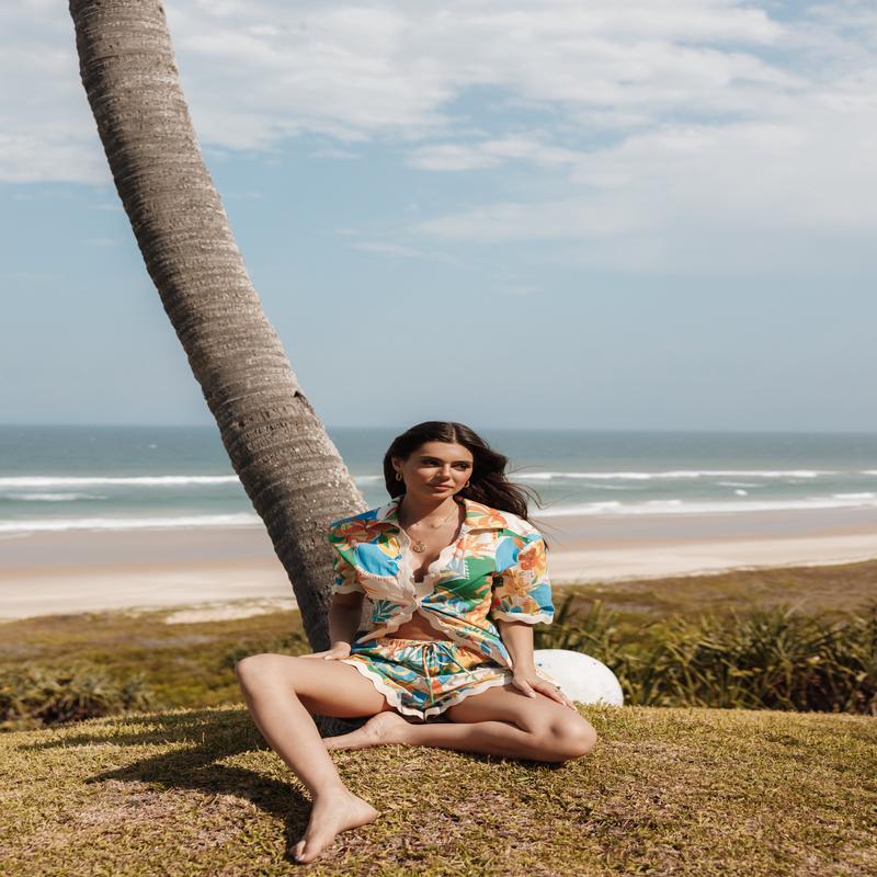 Harriet Button Down Top - Malta Print