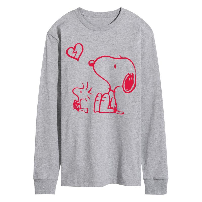 Peanuts - Snoopy Woodstock Broken Heart - Men\'s Long Sleeve Graphic T-Shirt