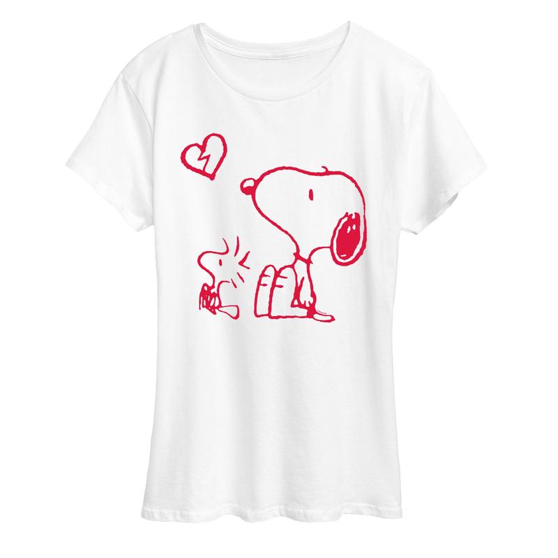 Peanuts - Snoopy Woodstock Broken Heart - Women\'s Short Sleeve Graphic T-Shirt
