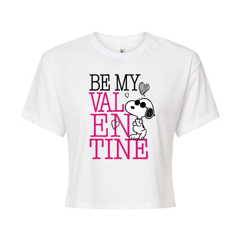Peanuts - Be My Valentine - Juniors Cropped Graphic T-Shirt