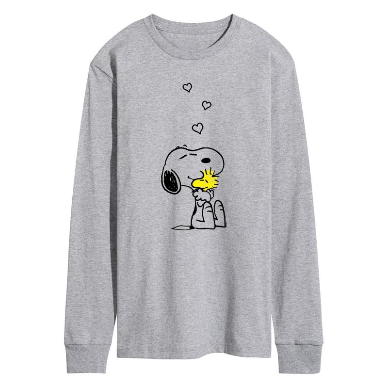 Peanuts - Snoopy and Woodstock Hearts - Men\'s Long Sleeve Graphic T-Shirt