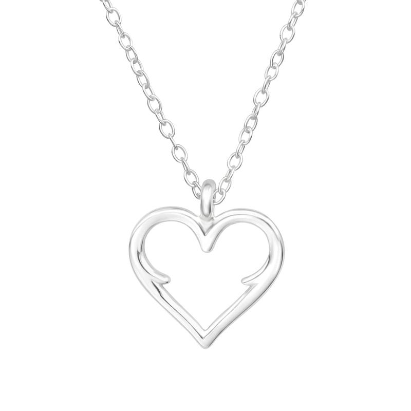 Sterling Silver Openwork Heart Pendant Necklace