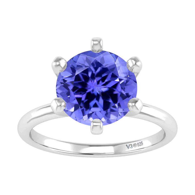 Sterling Silver 2.30CT Natural Tanzanite Solitaire Ring