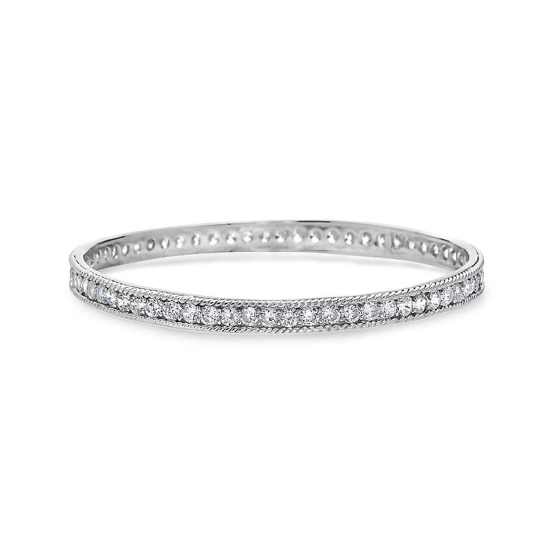 Sterling Silver CZ Around Bangle