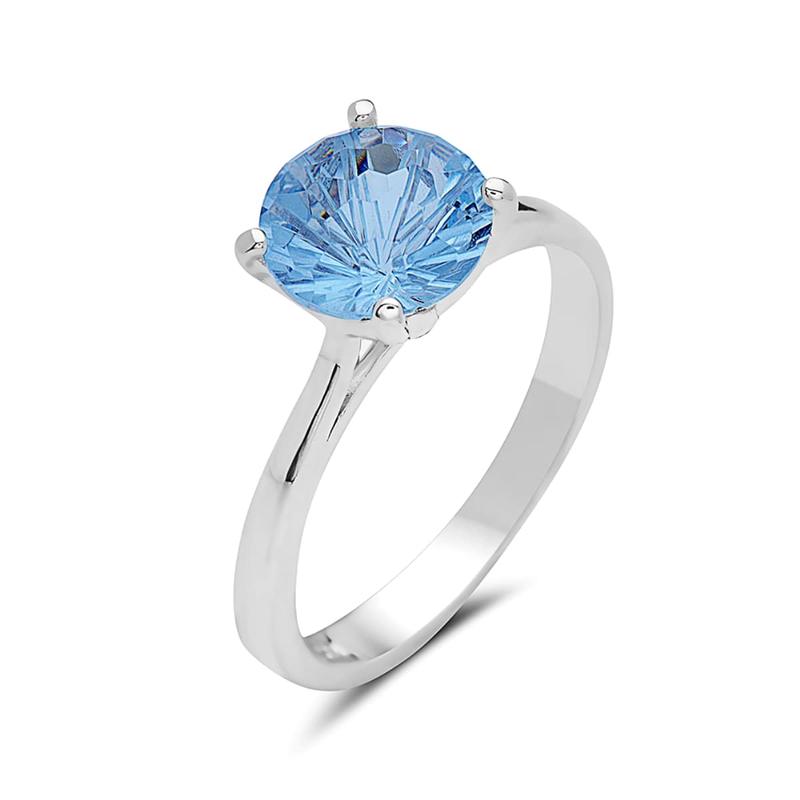 Vera & Co Sterling Silver Solitaire Synthetic Aqua Blue Women Ring size 9