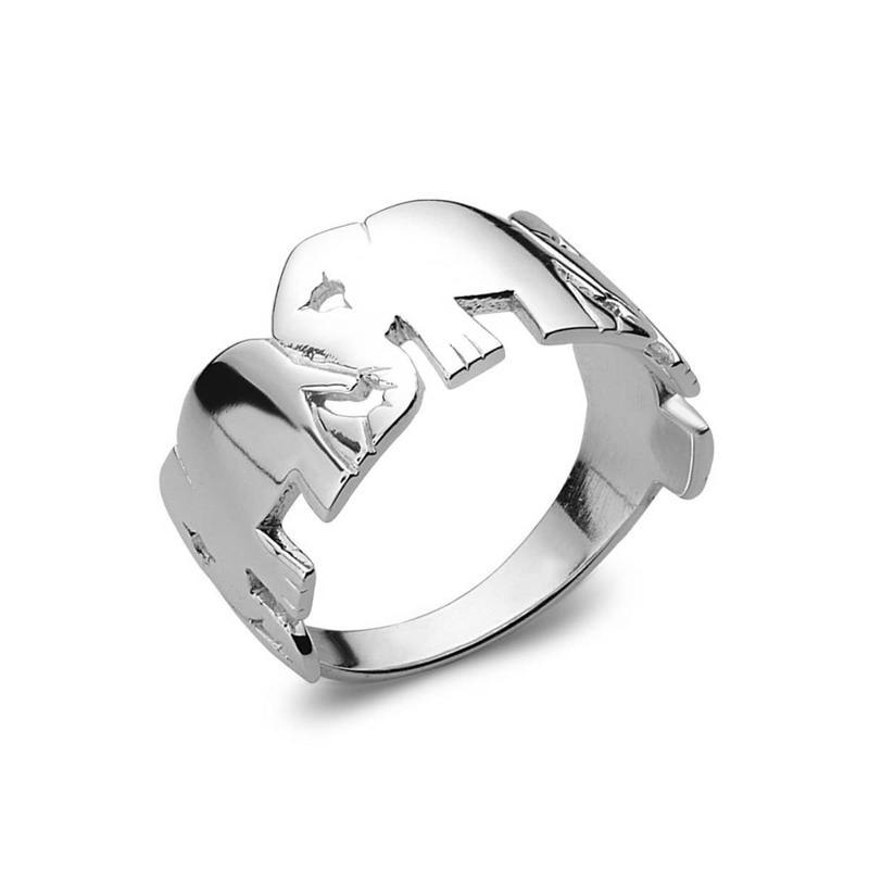 Vera & Co Sterling Silver Elephant Parade Band Ring for women size 8