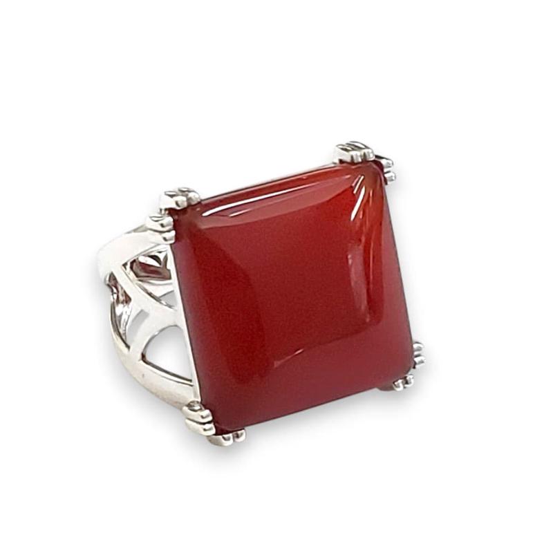 Vera & Co Sterling Silver Square Red Carnelian Statement Women Ring size 7