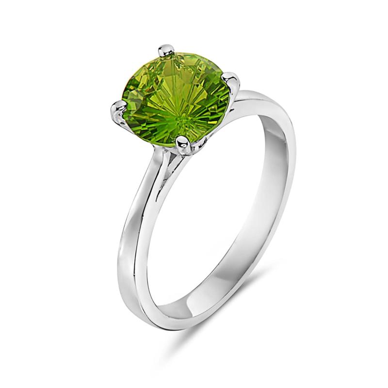 Vera & Co Sterling Silver Solitaire  Women Ring with Peridot Green Color CZ size 6