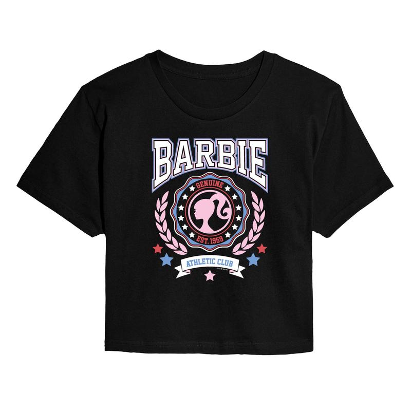 Barbie - Americana Collegiate - Juniors Cropped Graphic T-Shirt