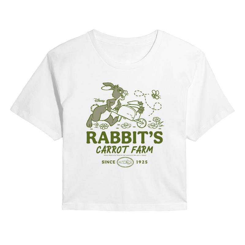 Winnie the Pooh - Rabbit\'s Carrot Farm - Juniors Cropped Graphic T-Shirt