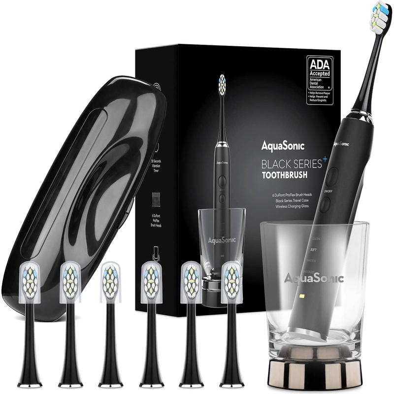 AquaSonic Black Series+ - Ultra Whitening 40,000 VPM Rechargeable Electric Toothbrush  ADA Accepted