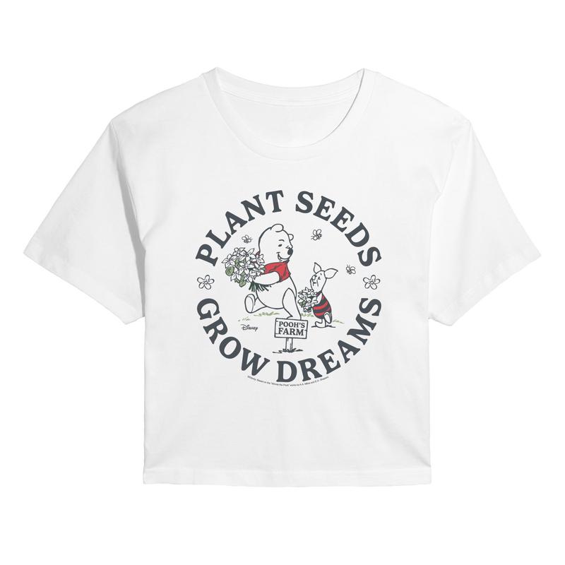 Winnie the Pooh - Plant Seeds Grow Dreams - Juniors Cropped Graphic T-Shirt