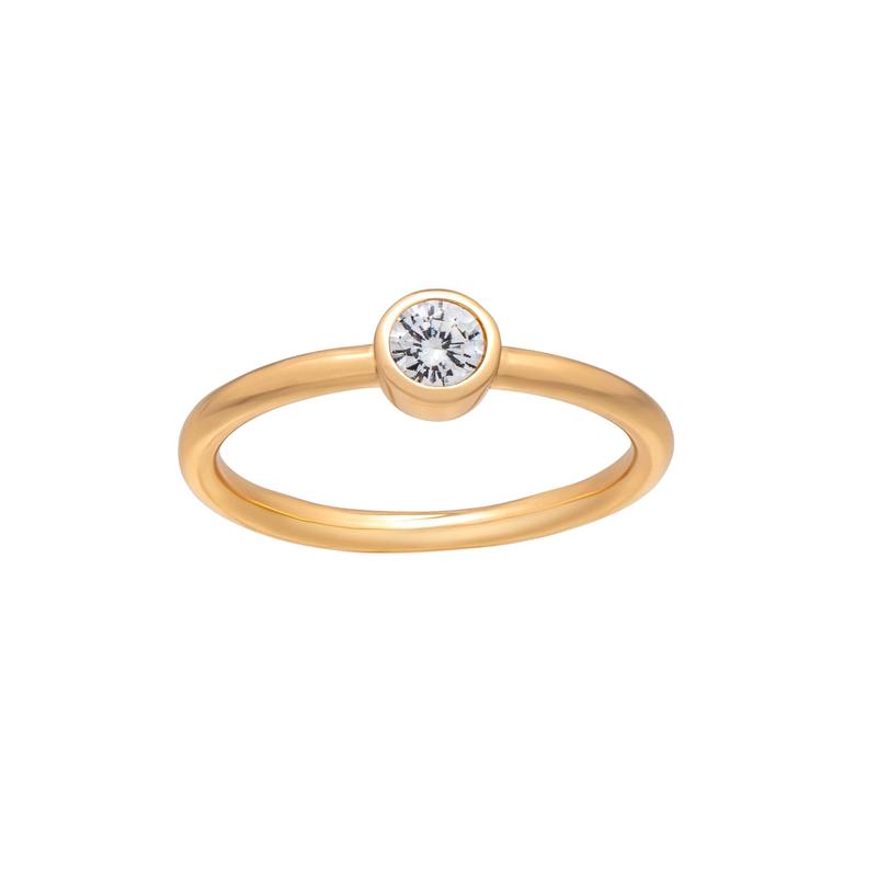 callura Goldtone CZ Birthstone Stackable Solitaire Ring  April Clear