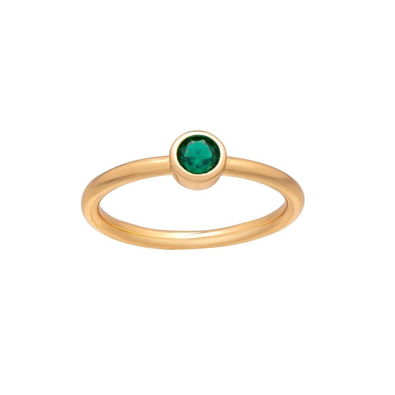 callura Goldtone CZ Birthstone Stackable Solitaire Ring  May Emerald Green