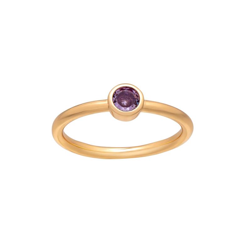 callura Goldtone CZ Birthstone Stackable Solitaire Ring  June Alexandrite