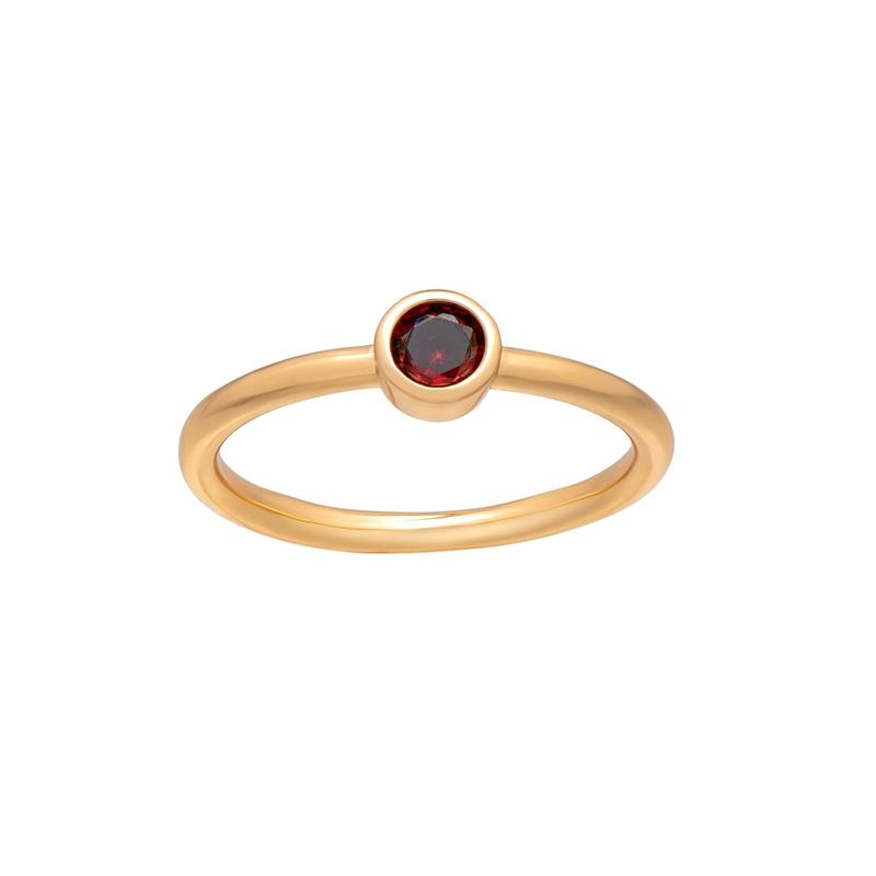 callura Goldtone CZ Birthstone Stackable Solitaire Ring  January Garnet