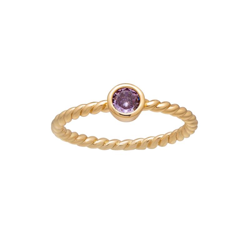 callura Goldtone Twisted CZ Birthstone Solitaire Ring  June Alexandrite
