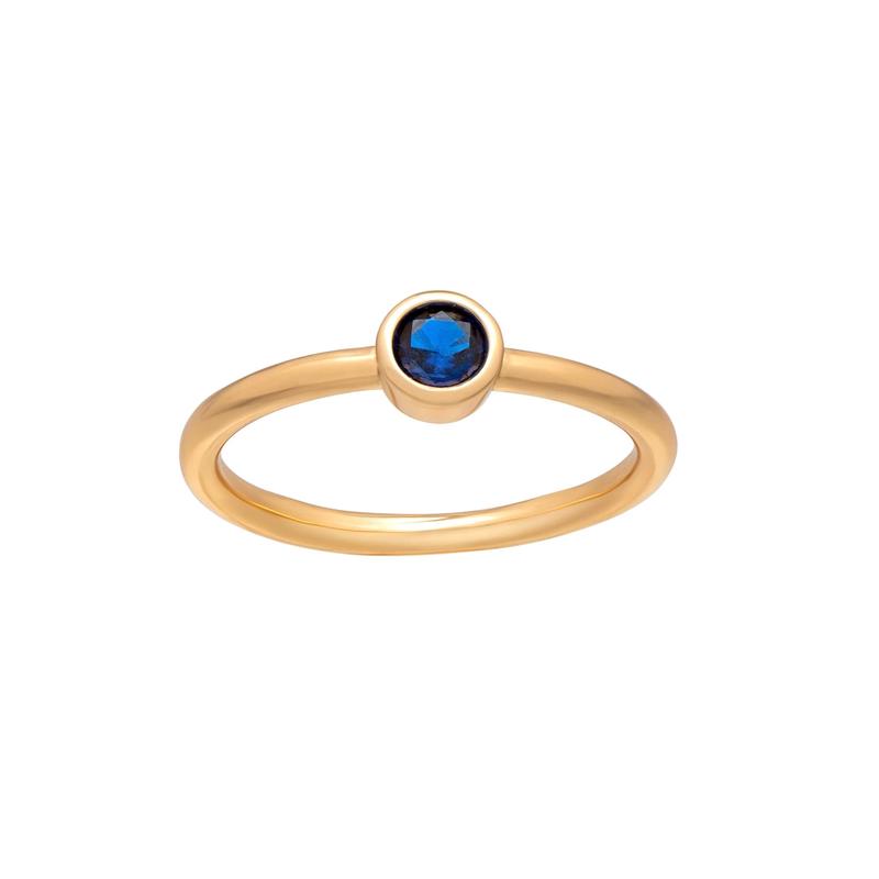 callura Goldtone CZ Birthstone Stackable Solitaire Ring  September Sapphire