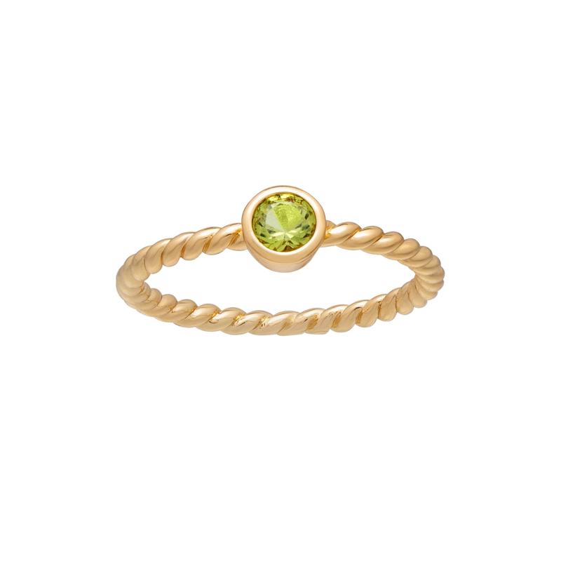 callura Goldtone Twisted CZ Birthstone Solitaire Ring  August Peridot
