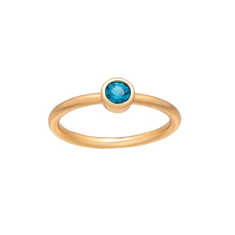 callura Goldtone CZ Birthstone Stackable Solitaire Ring  March Aquamarine