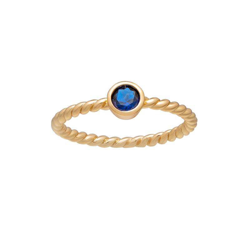 callura Goldtone Twisted CZ Birthstone Solitaire Ring  September Sapphire