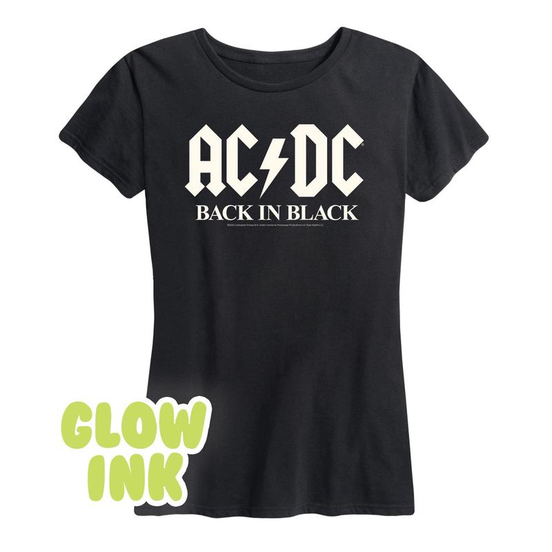 ACDC - Glow In The Dark - Back In Black - Women\'s Short Sleeve Graphic T-Shirt
