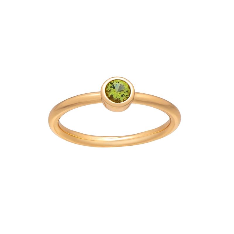 callura Goldtone CZ Birthstone Stackable Solitaire Ring  August Peridot