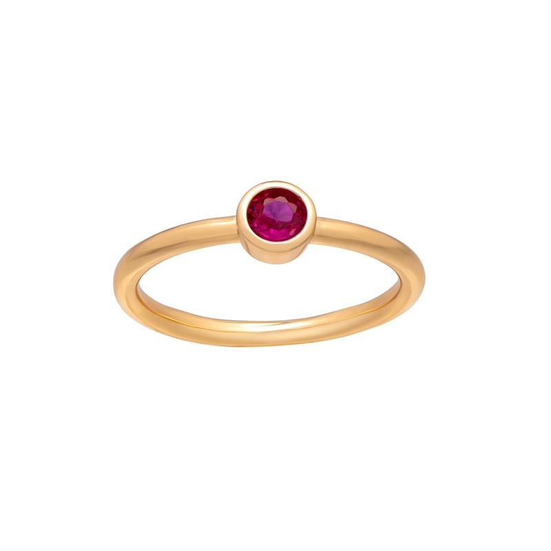 callura Goldtone CZ Birthstone Stackable Solitaire Ring  July Ruby Red