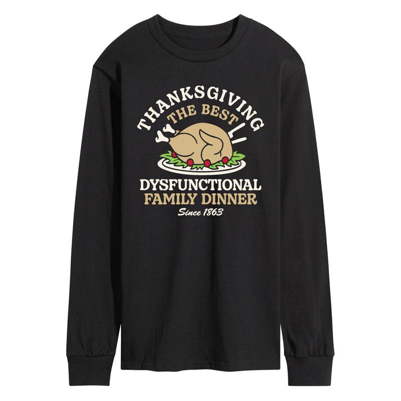 Instant Message - Thanksgiving Fam Dinner - Men\'s Long Sleeve Graphic T-shirt