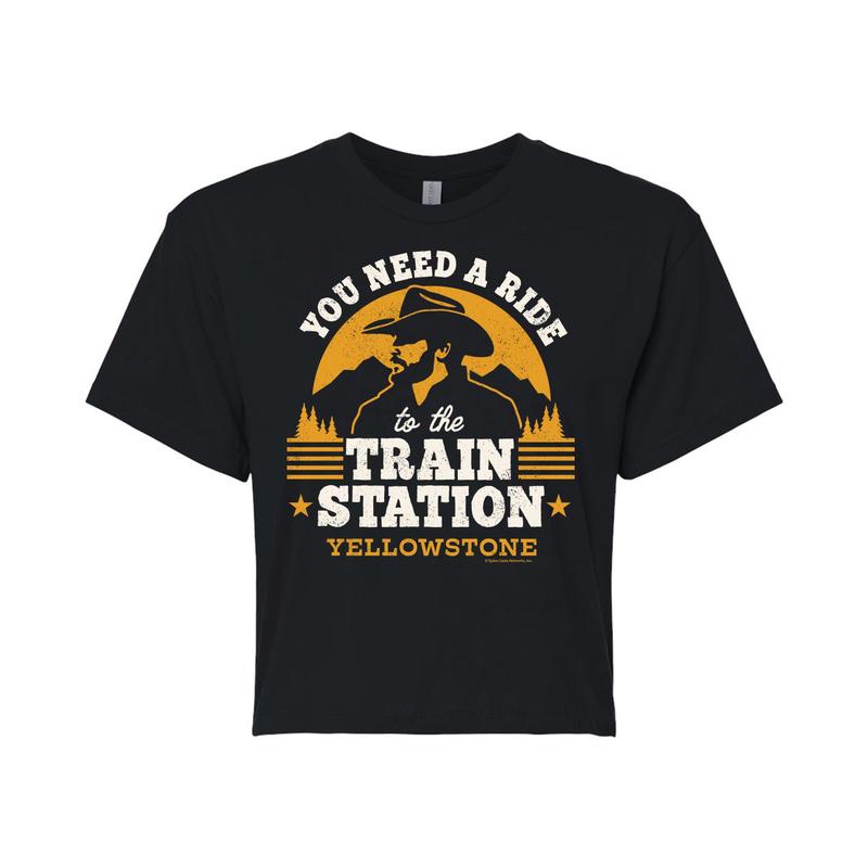 Yellowstone  - You Need A Ride To The Train Station - Juniors Cropped Cotton Blend T-Shirt