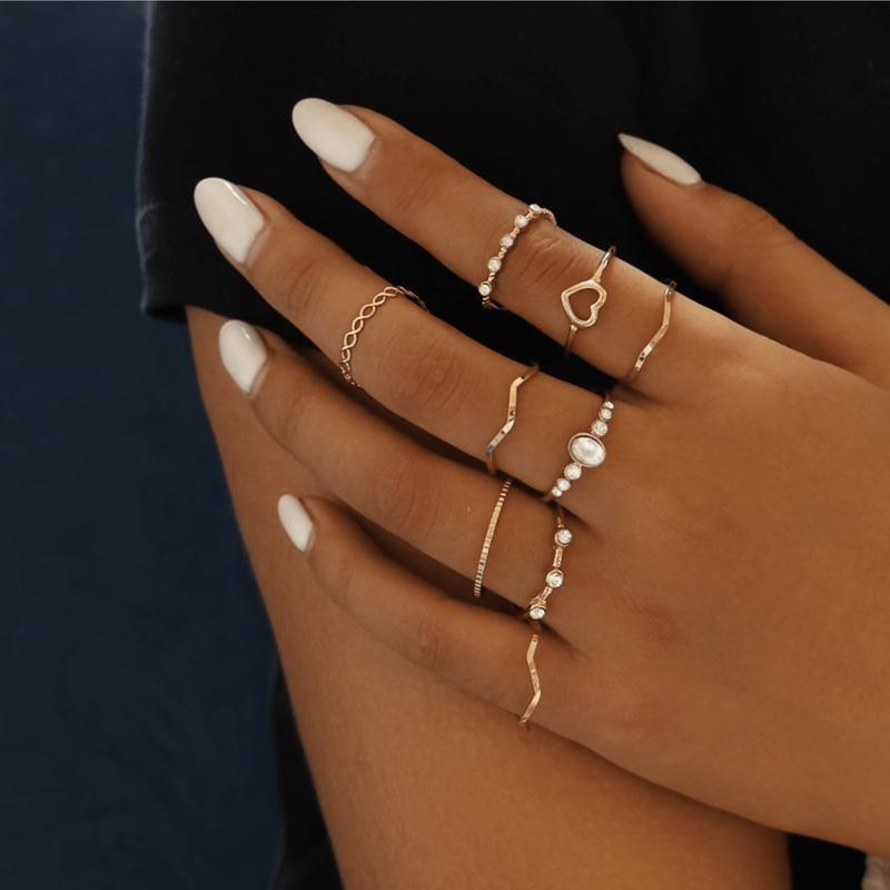 Goldtone Imitation Pearl Ring Set