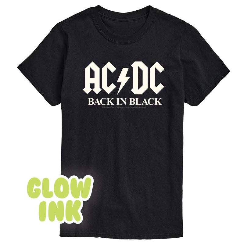 ACDC - Glow In The Dark - Back In Black - Men\'s Short Sleeve Graphic T-Shirt