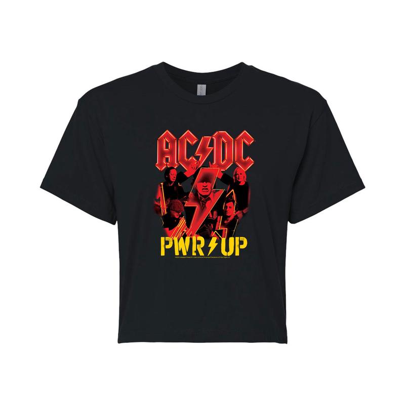 ACDC - Pwr Up - Juniors Cropped Cotton Blend T-Shirt