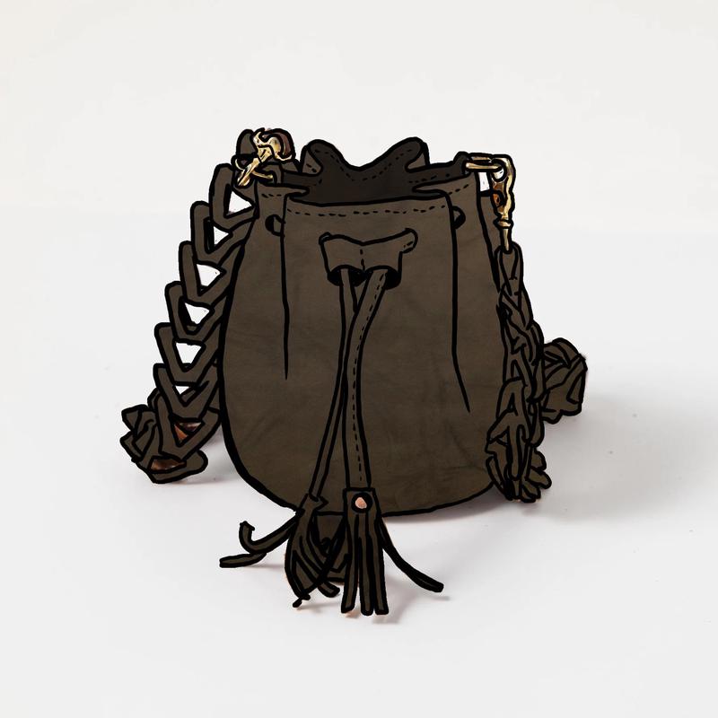 Olive Crunch Mini Bucket Bag